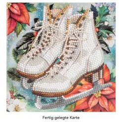 Diamond-Painting-Grußkarte, Schlittschuhe mit Weihnachtsstern, 16cm x 16cm, inkl. Zubehör