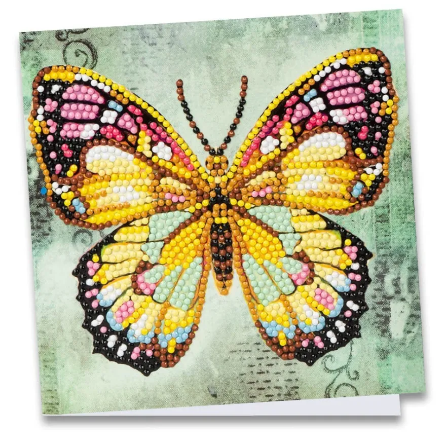 Diamond-Painting-Grußkarte, Schmetterling, 16cm x 16cm, inkl. Zubehör