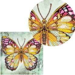 Diamond-Painting-Grußkarte, Schmetterling, 16cm x 16cm, inkl. Zubehör