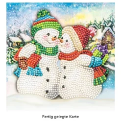 Diamond-Painting-Grußkarte, Schneemänner 4, 16cm x 16cm, inkl. Zubehör