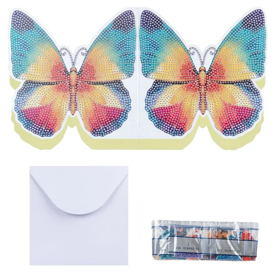 Diamond-Painting-Grußkarte, Schmetterling 2, inkl. Einleger & Umschlag