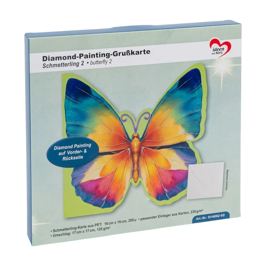 Diamond-Painting-Grußkarte, Schmetterling 2, inkl. Einleger & Umschlag