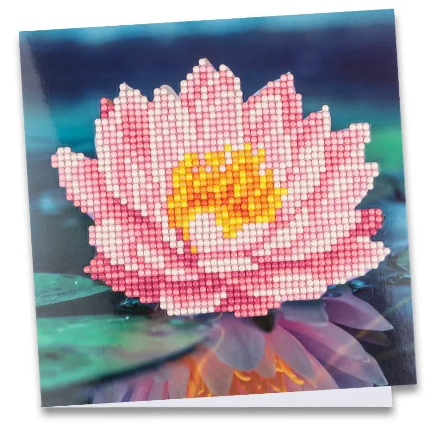 Diamond-Painting-Grußkarte, Seerose, 16cm x 16cm, inkl. Zubehör
