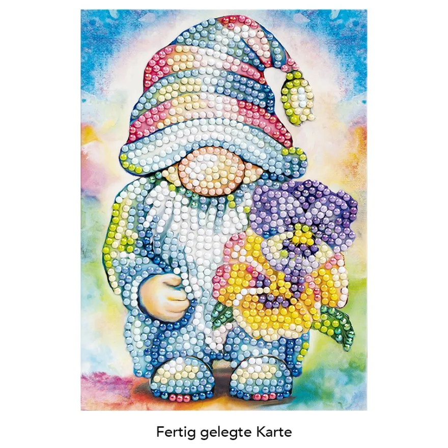 Diamond-Painting-Grußkarte, Sommer-Wichtel, irisierend, 11,5cmx 16,5cm, inkl. Umschlag & Werkzeug