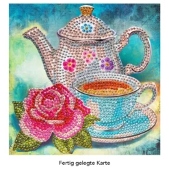 Diamond-Painting-Grußkarte, Strass, Teezeit, 16cm x 16cm, inkl. Zubehör