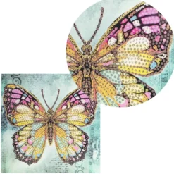 Diamond-Painting-Grußkarte, Strass, Schmetterling, 16cm x 16cm, inkl. Zubehör
