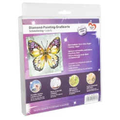 Diamond-Painting-Grußkarte, Strass, Schmetterling, 16cm x 16cm, inkl. Zubehör