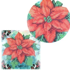 Diamond-Painting-Grußkarte, Strass, Weihnachtsstern, 16cm x 16cm, inkl. Zubehör