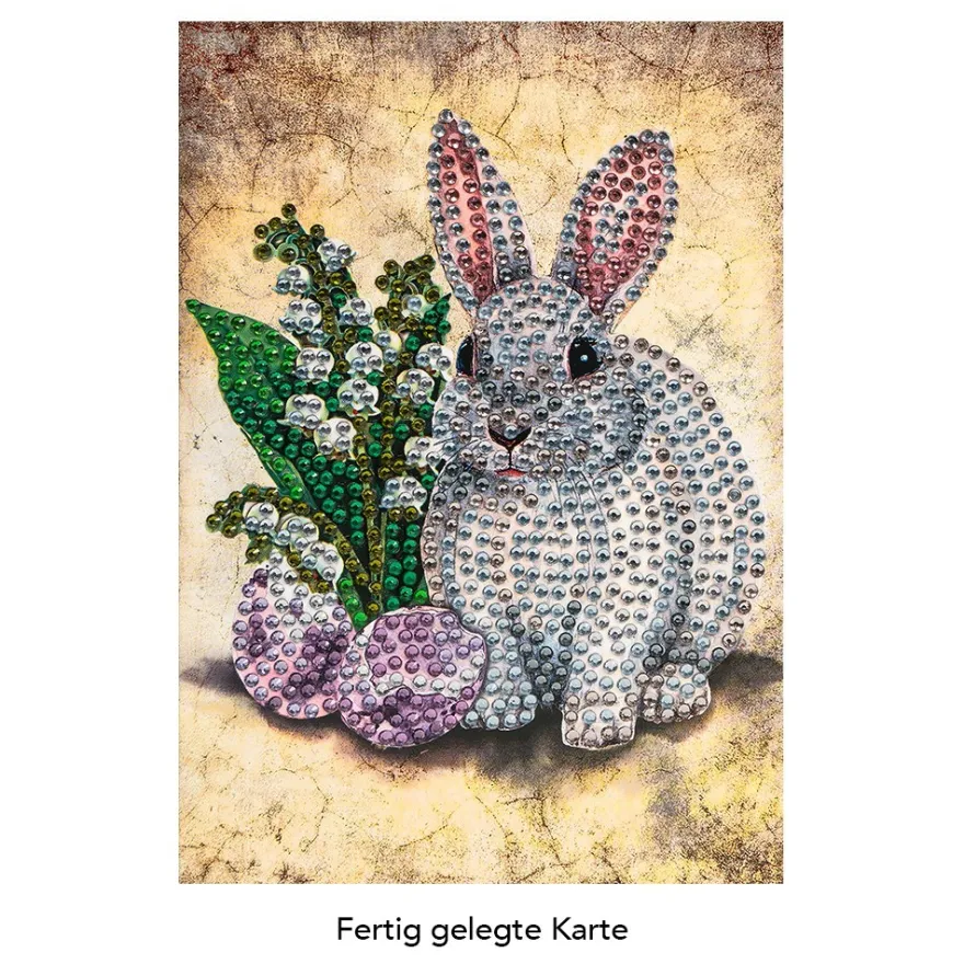 Diamond-Painting-Grußkarte, Strass, Hase 3, 11,5cm x 16,5cm, inkl. Zubehör