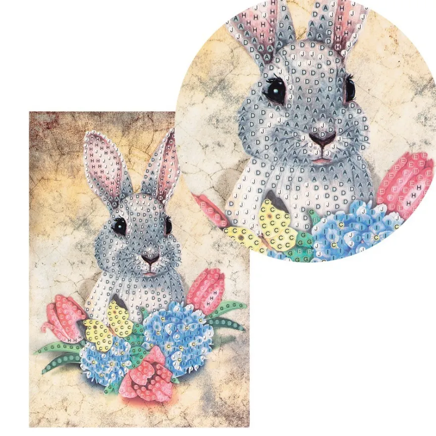 Diamond-Painting-Grußkarte, Strass, Hase 2, 11,5cm x 16,5cm, inkl. Zubehör