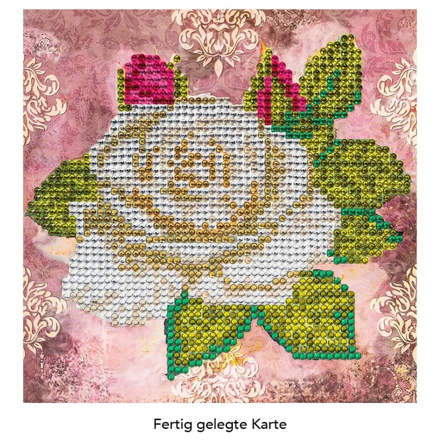 Diamond-Painting-Grußkarte, Strass, Rose 2, 16cm x 16cm, inkl. Zubehör
