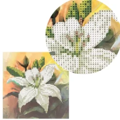 Diamond-Painting-Grußkarte, Strass, Lilie 1, 16cm x 16cm, inkl. Zubehör