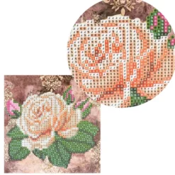 Diamond-Painting-Grußkarte, Strass, Rose 1, 16cm x 16cm, inkl. Zubehör