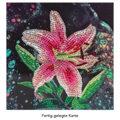 Diamond-Painting-Grußkarte, Strass, Lilie 3, 16cm x 16cm, inkl. Zubehör