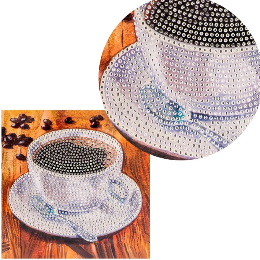 Diamond-Painting-Grußkarte, Strass, Kaffeetasse, 16cm x 16cm, inkl. Zubehör
