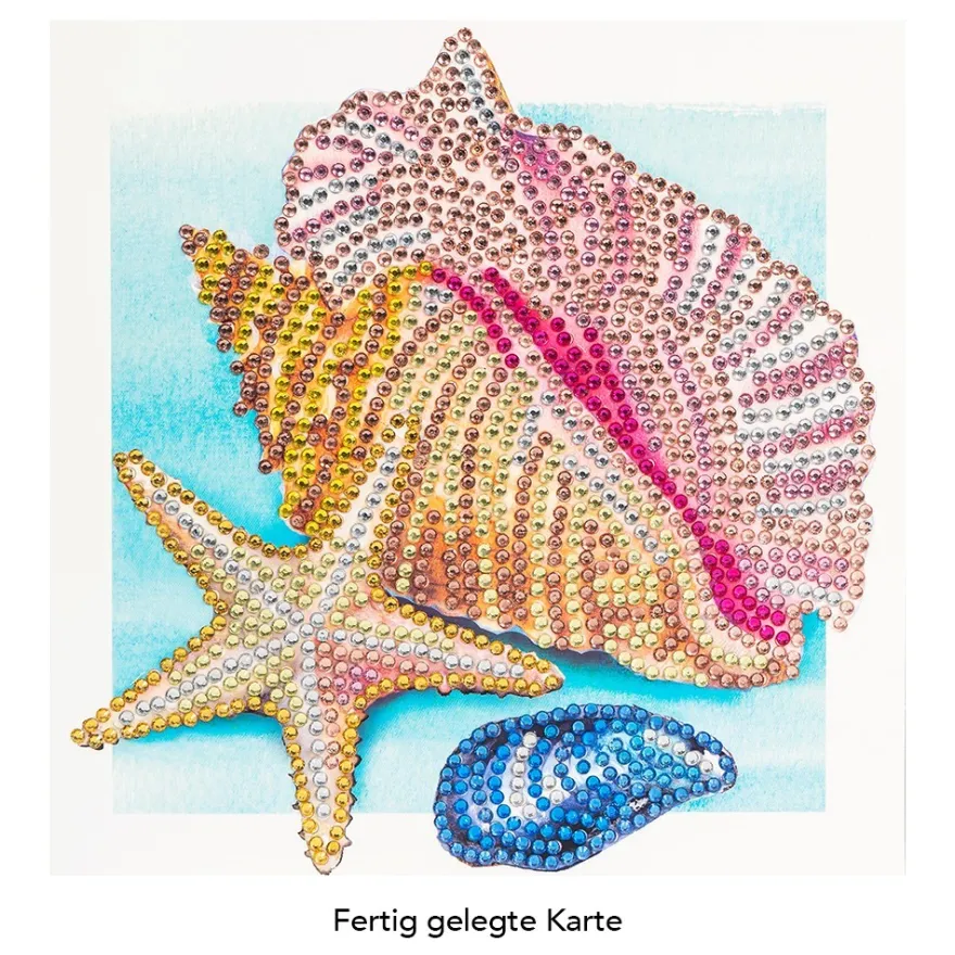 Diamond-Painting-Grußkarte, Strass, Muscheln, 16cm x 16cm, inkl. Zubehör