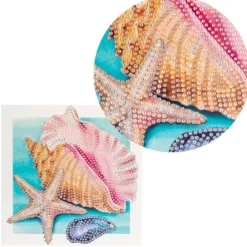Diamond-Painting-Grußkarte, Strass, Muscheln, 16cm x 16cm, inkl. Zubehör