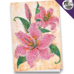 Diamond-Painting-Grußkarte, Strass, Lilie, 11,5cm x 16,5cm, inkl. Zubehör