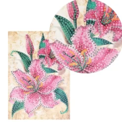 Diamond-Painting-Grußkarte, Strass, Lilie, 11,5cm x 16,5cm, inkl. Zubehör