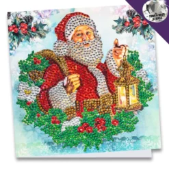 Diamond-Painting-Grußkarte, Strass, Frohe Weihnachten, 16cm x 16cm, inkl. Zubehör