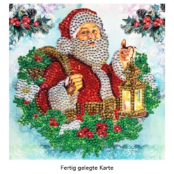 Diamond-Painting-Grußkarte, Strass, Frohe Weihnachten, 16cm x 16cm, inkl. Zubehör