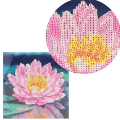 Diamond-Painting-Grußkarte, Strass, Seerose, 16cm x 16cm, inkl. Zubehör