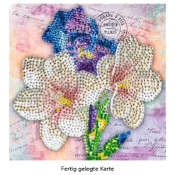 Diamond-Painting-Grußkarte, Strass, Lilien und Iris, 16cm x 16cm, inkl. Zubehör