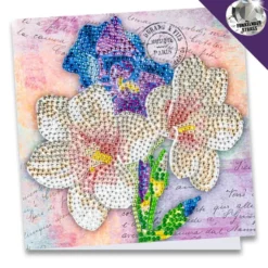 Diamond-Painting-Grußkarte, Strass, Lilien und Iris, 16cm x 16cm, inkl. Zubehör