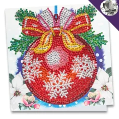 Diamond-Painting-Grußkarte, Strass, Weihnachtskugel, 16cm x 16cm, inkl. Zubehör