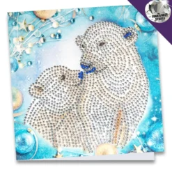 Diamond-Painting-Grußkarte, Strass, Eisbären 2, 16cm x 16cm, inkl. Zubehör