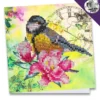 Diamond-Painting-Grußkarte, Strass, Vogel & Blumen 2, 16cm x 16cm, inkl. Zubehör