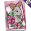 Diamond-Painting-Grußkarte, Strass, Weißes Kaninchen, 11,5cm x 16,5cm, inkl. Zubehör