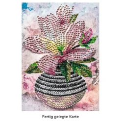 Diamond-Painting-Grußkarte, Strass, Magnolie in Vase 2, 11,5cm x 16,5cm, inkl. Zubehör