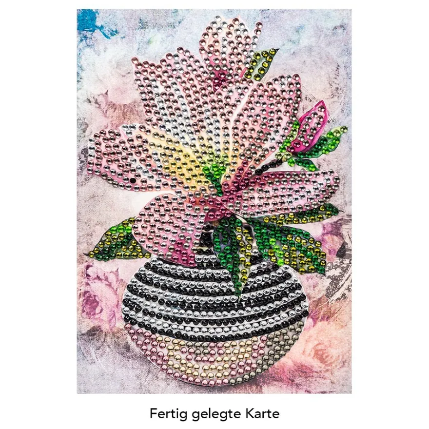 Diamond-Painting-Grußkarte, Strass, Magnolie in Vase 2, 11,5cm x 16,5cm, inkl. Zubehör