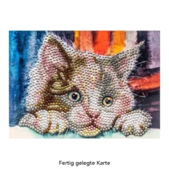 Diamond-Painting-Grußkarte, Strass, Katze, 11,5cm x 16,5cm, inkl. Zubehör