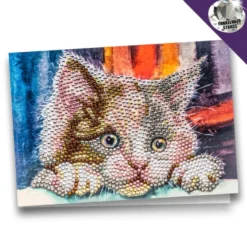 Diamond-Painting-Grußkarte, Strass, Katze, 11,5cm x 16,5cm, inkl. Zubehör