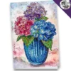 Diamond-Painting-Grußkarte, Strass, Hortensien in Vase, 11,5cm x 16,5cm, inkl. Zubehör