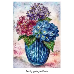 Diamond-Painting-Grußkarte, Strass, Hortensien in Vase, 11,5cm x 16,5cm, inkl. Zubehör
