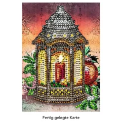 Diamond-Painting-Grußkarte, Strass, Laterne, 11,5cm x 16,5cm, inkl. Zubehör
