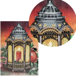 Diamond-Painting-Grußkarte, Strass, Laterne, 11,5cm x 16,5cm, inkl. Zubehör