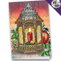 Diamond-Painting-Grußkarte, Strass, Laterne, 11,5cm x 16,5cm, inkl. Zubehör