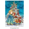 Diamond-Painting-Grußkarte, Strass, Engel mit Weihnachtsbaum, 11,5cm x 16,5cm, inkl. Zubehör