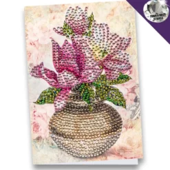 Diamond-Painting-Grußkarte, Strass, Magnolie in Vase 1, 11,5cm x 16,5cm, inkl. Zubehör
