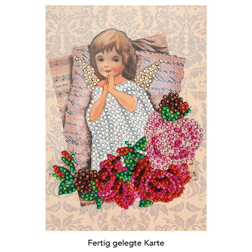 Diamond-Painting-Grußkarte, Strass, Engel 2, 11,5cm x 16,5cm, inkl. Zubehör