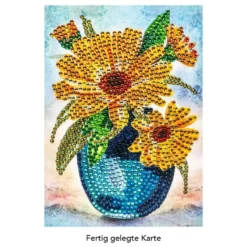 Diamond-Painting-Grußkarte, Strass, Ringelblumen in Vase, 11,5cm x 16,5cm, inkl. Zubehör