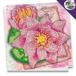 Diamond-Painting-Grußkarte, Strass, Lotusblüten, 16cm x 16cm, inkl. Zubehör