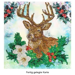 Diamond-Painting-Grußkarte, Strass, Hirsch, 16cm x 16cm, inkl. Zubehör