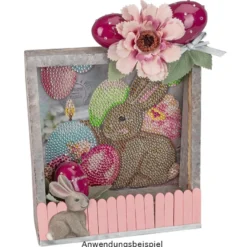 Diamond-Painting-Grußkarte, Strass, Kaninchen mit Kerze, 16cm x 16cm, inkl. Zubehör