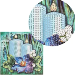Diamond-Painting-Grußkarte, Strass, Kerzen mit Christrose, 16cm x 16cm, inkl. Zubehör