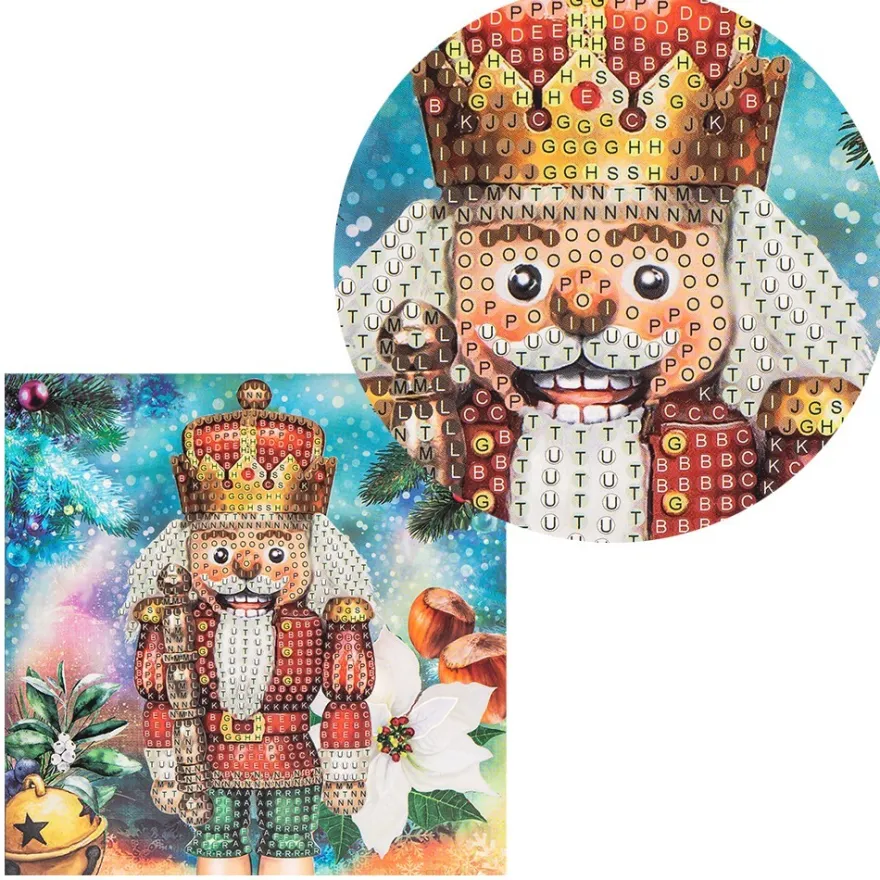 Diamond-Painting-Grußkarte, Strass, Nussknacker, 16cm x 16cm, inkl. Zubehör